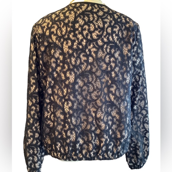 TRINA‎ TURK  BLACK LACE BOMBER JACKET SIZE 4 - Picture 4 of 16